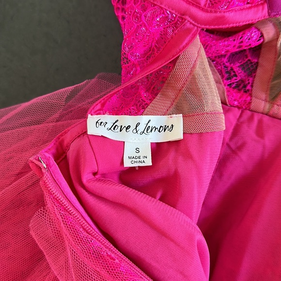 NEW FOR LOVE & LEMONS Rosario Mini Dress in Hot Pink - Picture 10 of 10